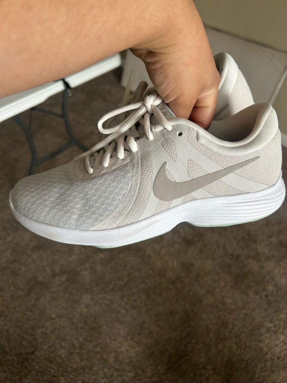 Nike Women's Light Beige Mesh Running Sneakers